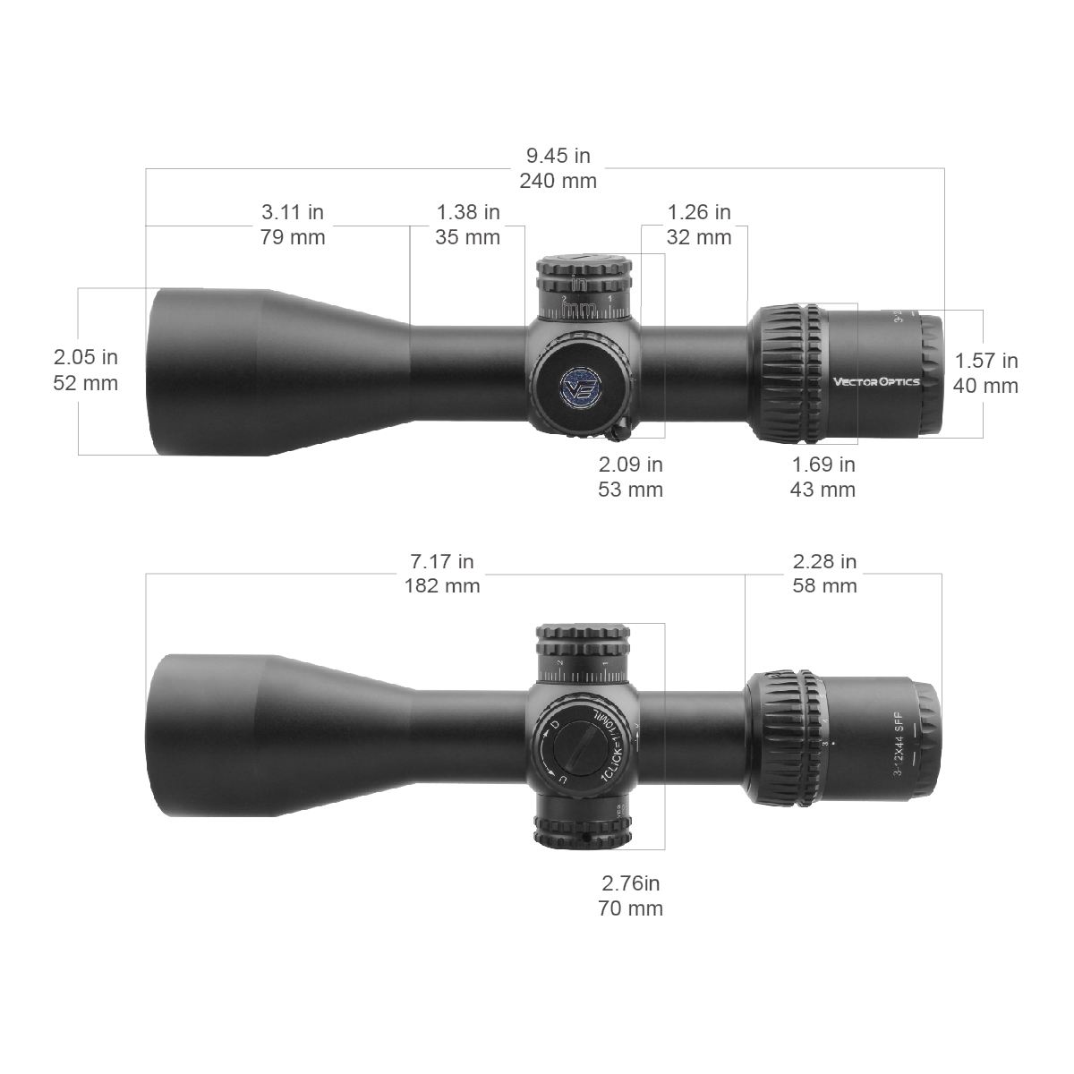 Vector Optics Veyron 3-12X44 SFP SCOM-24 Vector Optics Veyron 3-12X44 SFP SCOM-24 - OPTIČKI NIŠANI/MONTAŽE