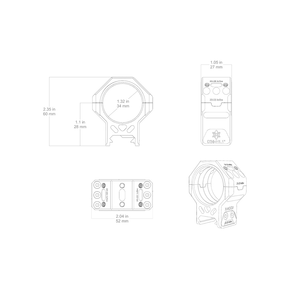 VECTOR X-ACCU 30mm NOSAČI XASR-3472 VECTOR X-ACCU 30mm NOSAČI XASR-3472 - Montaže/nosači